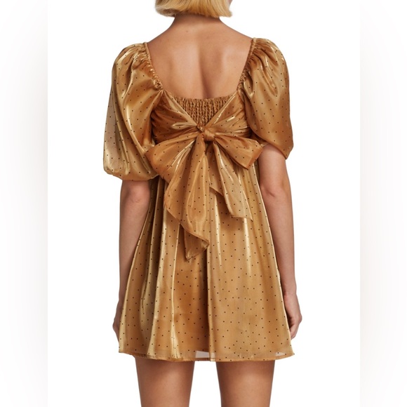 Wayf medium gold polka dot babydoll dress - Picture 3 of 3